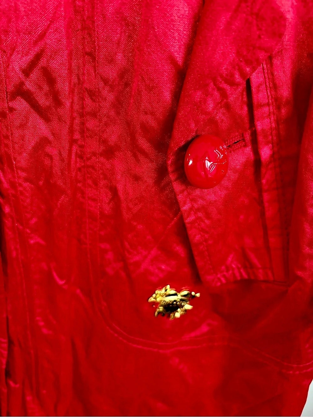 Y2K Betsey Johnson Red
Crinkled Stripe Trench Double
Breasted Coat Size S - Picture 2 of 6